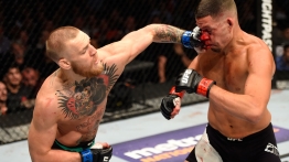 Connor McGregor throws a punch